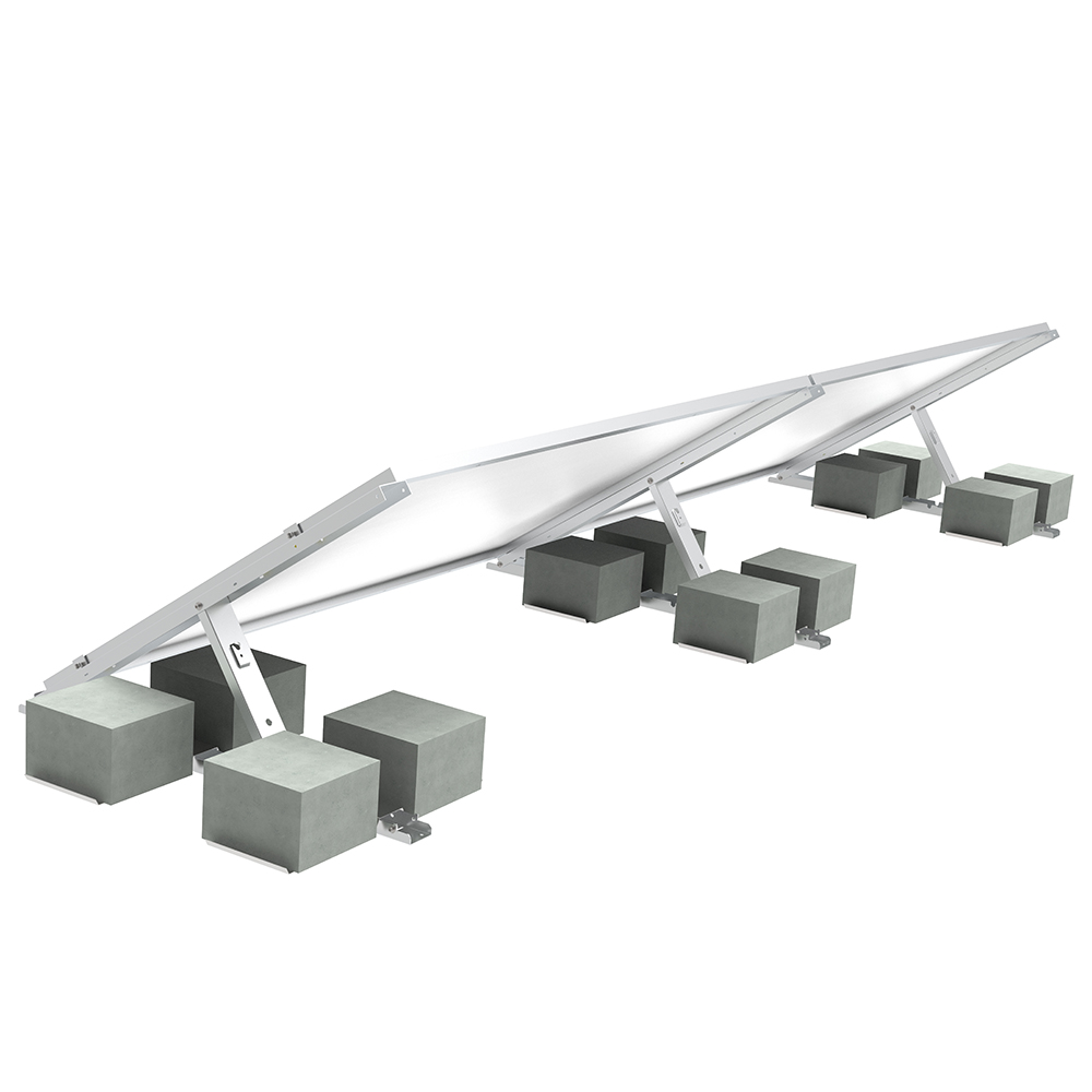 Ballasted roof mounting support structure, reference rendering