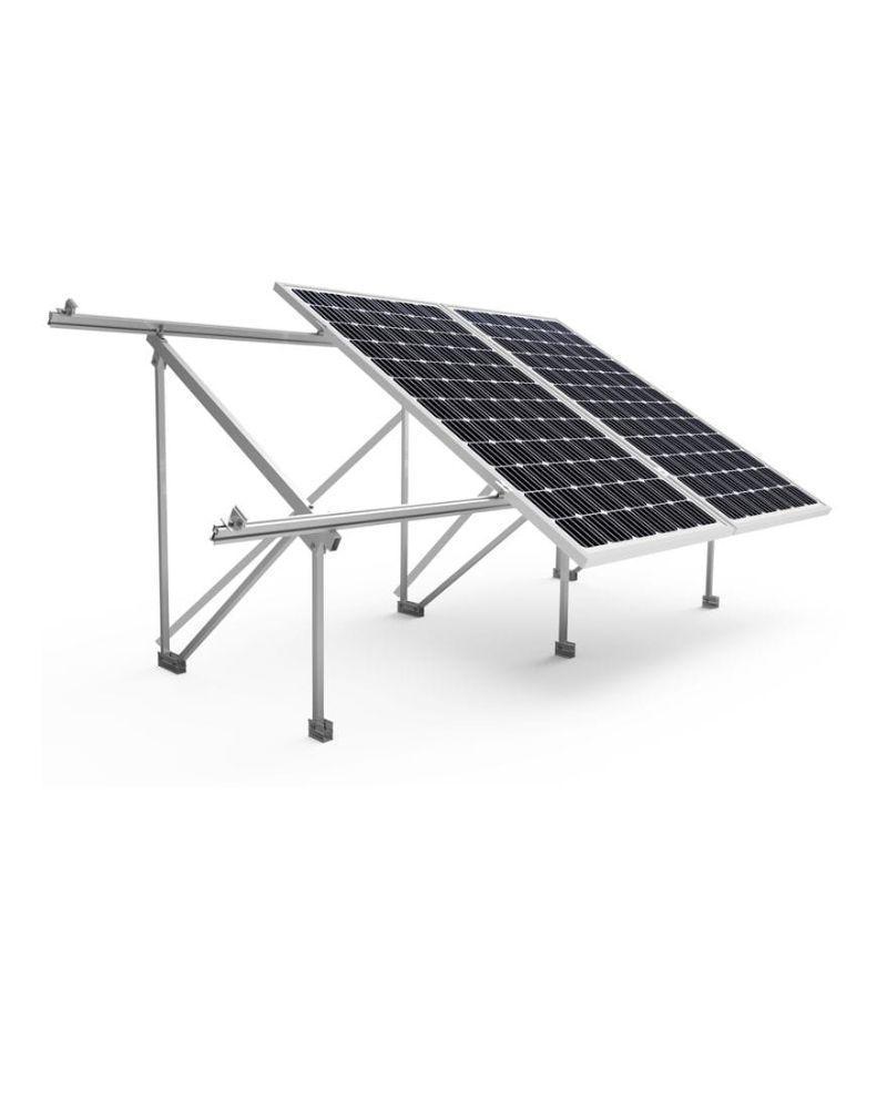 Two-module ground support reference with part of the array fitted